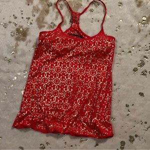 NWT GUESS Small Red & Gold Tank Top Y2K